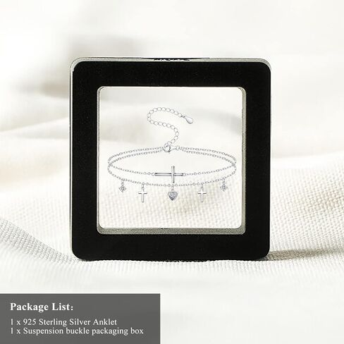 925 Sterling Silver Anklet Bracelets for Women, Butterfly Cross Evil Eye Anklet for Teen Girls, Personalized Ankle Bracelets Jewelry Birthday Gifts for Wife Girlfriend Daughter in Saudi Arabia