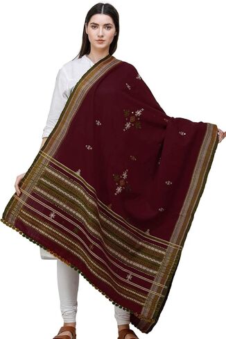 Shawl from Kutch with Embroidered Bootis and Mirrors - Wool in Saudi Arabia