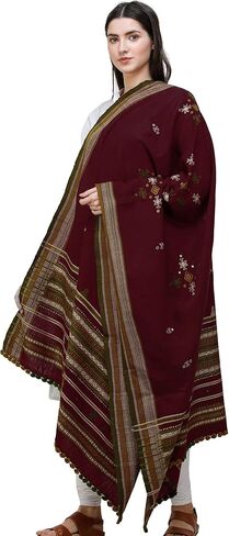 Shawl from Kutch with Embroidered Bootis and Mirrors - Wool in Saudi Arabia
