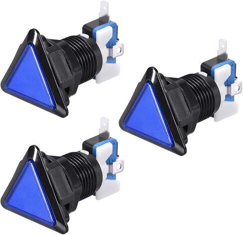 Uxcell لعبة زر الضغط 39x39x39 مثلث 12 فولت LED مفتاح زر الضغط المضيء مع مفتاح صغير لألعاب الفيديو الممرات أخضر 3 قطعة in Saudi Arabia