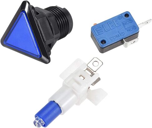 Uxcell لعبة زر الضغط 39x39x39 مثلث 12 فولت LED مفتاح زر الضغط المضيء مع مفتاح صغير لألعاب الفيديو الممرات أخضر 3 قطعة in Saudi Arabia