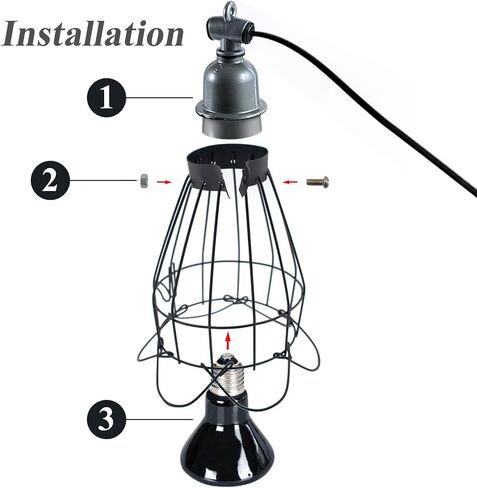 قطعتان من غطاء مصباح حماية لسخان الزواحف، حامل مصباح حراري من السيراميك، مضاد لحروق درجة الحرارة العالية لحظيرة حوض السمك البرمائية في الشتاء (لا يشمل المصباح) in Kuwait