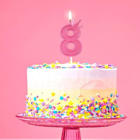 شمعة أرقام عيد الميلاد مقاس 3 بوصات، شمعة أرقام ثلاثية الأبعاد مع ديكور تاج، شموع كبيرة لتزيين الكيك، شموع لأعياد الميلاد وكعك الزفاف والذكرى السنوية وحفلات التخرج (وردي، 5) in Saudi Arabia