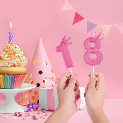 شمعة أرقام عيد الميلاد مقاس 3 بوصات، شمعة أرقام ثلاثية الأبعاد مع ديكور تاج، شموع كبيرة لتزيين الكيك، شموع لأعياد الميلاد وكعك الزفاف والذكرى السنوية وحفلات التخرج (وردي، 5) in Saudi Arabia