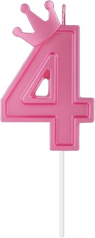 3 Inch Birthday Number Candle, 3D Number Candle with Crown Decor Large Cake Topper Number Candles for Birthday Cakes Wedding Anniversary Graduation Festival Party (Pink, 5) in Saudi Arabia