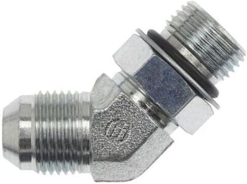 Brennan Industries 6802-06-04-NWO-FG تركيب أنبوب الكوع من الفولاذ المطروق 45 درجة، 9/16 بوصة - 18 SAE × 7/16 بوصة -20 خيط SAE، 3/8 بوصة ذكر JIC × 3/8 بوصة ذكر قابل للتعديل O -رينج بوس in Kuwait