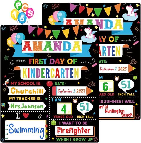 15 عبوة من لافتات اليوم الأول والأخير للمدرسة، لافتة سبورة العودة إلى المدرسة مقاس 30.48 سم × 25.4 سم لليوم الأول والأخير من المدرسة، لافتة دعائم للصور مزدوجة الجوانب لليوم الأول لرياض الأطفال/مرحلة ما قبل المدرسة/الأولاد/البنات in Kuwait