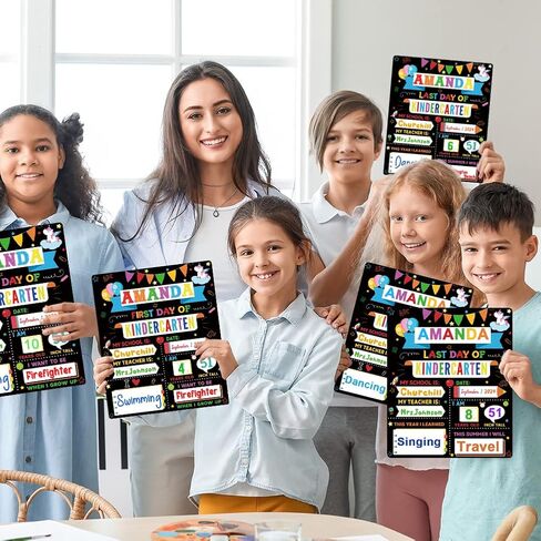 15 عبوة من لافتات اليوم الأول والأخير للمدرسة، لافتة سبورة العودة إلى المدرسة مقاس 30.48 سم × 25.4 سم لليوم الأول والأخير من المدرسة، لافتة دعائم للصور مزدوجة الجوانب لليوم الأول لرياض الأطفال/مرحلة ما قبل المدرسة/الأولاد/البنات in Kuwait