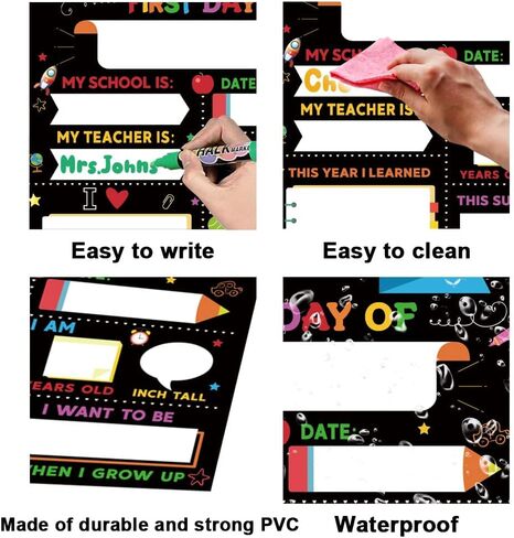 15 عبوة من لافتات اليوم الأول والأخير للمدرسة، لافتة سبورة العودة إلى المدرسة مقاس 30.48 سم × 25.4 سم لليوم الأول والأخير من المدرسة، لافتة دعائم للصور مزدوجة الجوانب لليوم الأول لرياض الأطفال/مرحلة ما قبل المدرسة/الأولاد/البنات in Kuwait