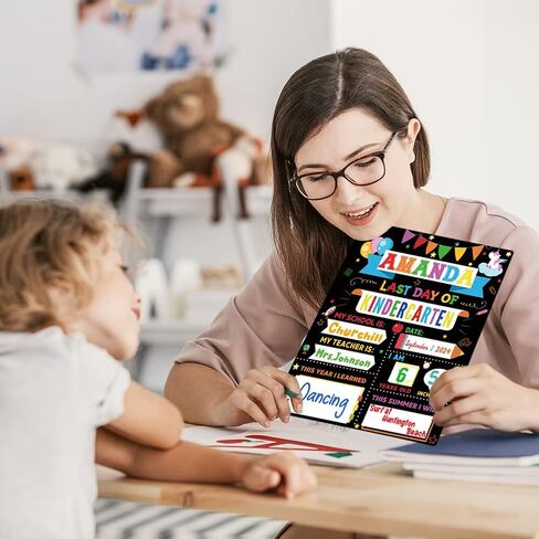 15 عبوة من لافتات اليوم الأول والأخير للمدرسة، لافتة سبورة العودة إلى المدرسة مقاس 30.48 سم × 25.4 سم لليوم الأول والأخير من المدرسة، لافتة دعائم للصور مزدوجة الجوانب لليوم الأول لرياض الأطفال/مرحلة ما قبل المدرسة/الأولاد/البنات in Kuwait