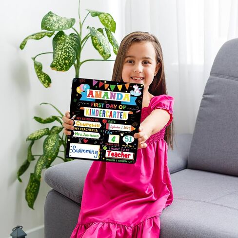 15 عبوة من لافتات اليوم الأول والأخير للمدرسة، لافتة سبورة العودة إلى المدرسة مقاس 30.48 سم × 25.4 سم لليوم الأول والأخير من المدرسة، لافتة دعائم للصور مزدوجة الجوانب لليوم الأول لرياض الأطفال/مرحلة ما قبل المدرسة/الأولاد/البنات in Kuwait