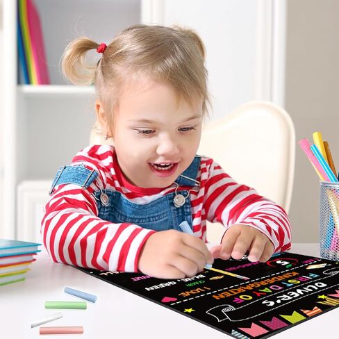 قطعتان من لوحة اليوم الأخير من المدرسة - لوحة اليوم الأول من المدرسة مقاس 14 × 10 بوصة مزدوجة الجوانب للعودة إلى المدرسة للأطفال والبنات والأولاد، لافتة سبورة خشبية لليوم الأول قابلة لإعادة الاستخدام من K12 in Kuwait