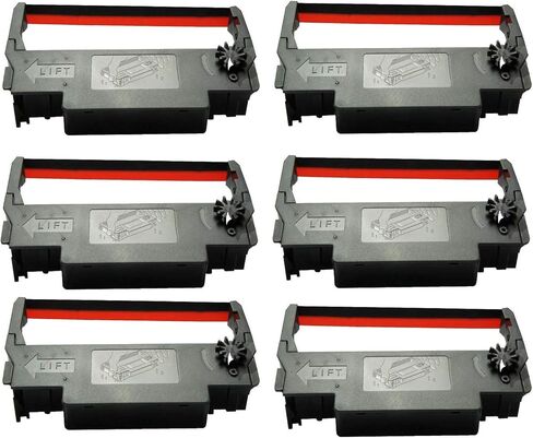 ERC-30/34 / 38 Black and Red Ink Ribbon Cartridge Roller Replacement Receipt Kitchen Printer Compatible with Epson TM-200, TMU-220, TMU-230, Bixolon, SNBC SRP-275, SRP-270, BTP-M280 (6 Pack) in Saudi Arabia