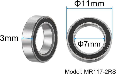 uxcell 5pcs MR117-2RS Deep Groove Ball Bearings 7x11x3mm Chrome Steel Miniature Bearing Double Sealed Precision Bearings, P6 (ABEC 3) in Saudi Arabia