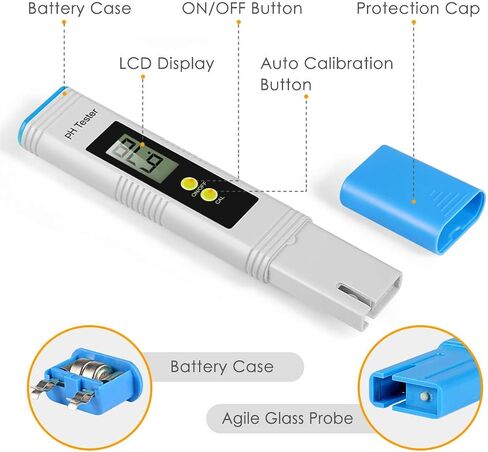 PH Meter for Water, PH Tester 0.01High Accuracy Water Quality Tester with 0-14 PH Measurement Range, PH Meter for Household Drinking, Pool, Aquarium, Aquaculture, Lab, Beer Brewing & Wine in Saudi Arabia