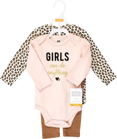 Hudson Baby baby-girls Unisex Baby Cotton Bodysuit and Pant Set, Cinnamon Hearts, Preemie in Saudi Arabia
