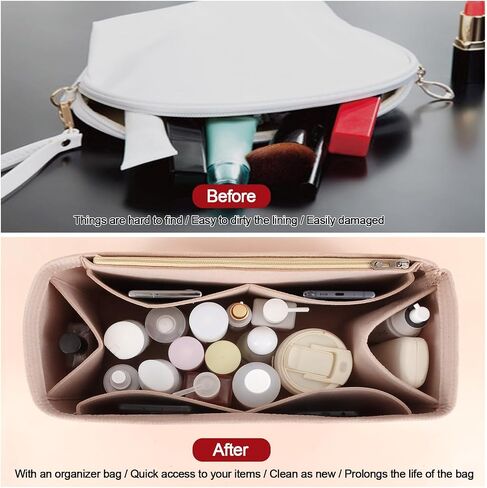 Purse Organizer Inserts, Felt Bag Insert for Bogg Bag, Soft Tote Organizer, Large Capacity Handbag Divider with Pockets, Travel Vacation Storage Accessories (Black, Medium) in Saudi Arabia
