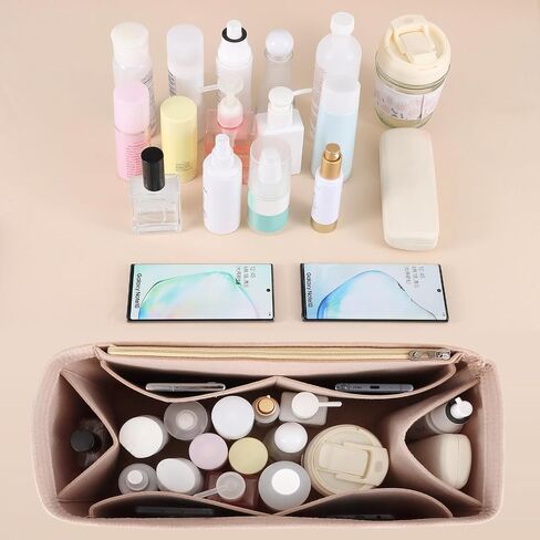 Purse Organizer Inserts, Felt Bag Insert for Bogg Bag, Soft Tote Organizer, Large Capacity Handbag Divider with Pockets, Travel Vacation Storage Accessories (Black, Medium) in Saudi Arabia