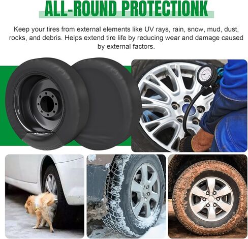 أغطية إطارات مقاس 25-27 بوصة مكونة من 4 قطع، أغطية عجلات أكسفورد RV مطورة، أغطية حماية الإطارات المقاومة للماء والتمزق ومضادة للأشعة فوق البنفسجية لمقطورات السفر RV، والتخييم، والسيارة، والشاحنة، وجيب، وسيارات الدفع الرباعي in Kuwait