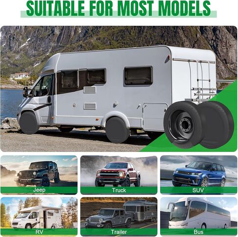 أغطية إطارات مقاس 25-27 بوصة مكونة من 4 قطع، أغطية عجلات أكسفورد RV مطورة، أغطية حماية الإطارات المقاومة للماء والتمزق ومضادة للأشعة فوق البنفسجية لمقطورات السفر RV، والتخييم، والسيارة، والشاحنة، وجيب، وسيارات الدفع الرباعي in Kuwait