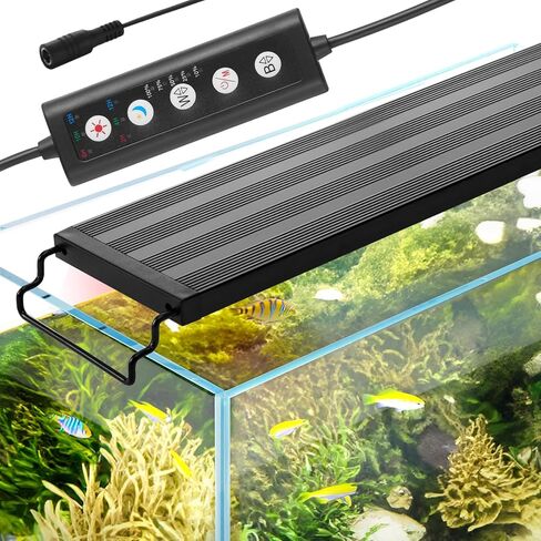 VEVOR Aquarium Light، 14W ضوء خزان الأسماك كامل الطيف مع 5 مستويات سطوع قابل للتعديل، مؤقت قابل للتعديل وذاكرة إيقاف التشغيل، مع أقواس ABS Shell قابلة للتمديد لخزان أسماك المياه العذبة مقاس 18 بوصة - 24 بوصة in Saudi Arabia
