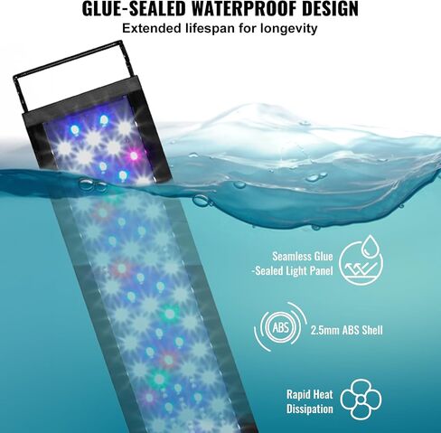 VEVOR Aquarium Light، 14W ضوء خزان الأسماك كامل الطيف مع 5 مستويات سطوع قابل للتعديل، مؤقت قابل للتعديل وذاكرة إيقاف التشغيل، مع أقواس ABS Shell قابلة للتمديد لخزان أسماك المياه العذبة مقاس 18 بوصة - 24 بوصة in Saudi Arabia