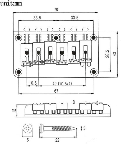 6-سلسلة 78 مللي متر الأسطوانة هاردتيل جسر الغيتار الكهربائي أنبوب خلفي تحميل علوي السرج الذيل الملحقات الأسود in Kuwait