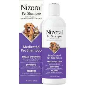 Nizoral Ketoconazole Pet Shampoo for Dogs and Cats, 16 Oz, 1% Ketoconazole, 2% Chlorhexidine Gluconate, Antifungal, Antimicrobial Support, Skin Health, Odor Control, Dog Itching Skin Relief Shampoo in Saudi Arabia
