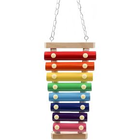 Large Colorful Bird Xylophone Toy, Suspensible Funny Xylophone Toy with 8 Metal Keys, Cage Accessories for Chicken Chick Bird Parrot Parrot Parakeet Budgies Love Birds in Saudi Arabia