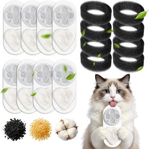 Upgrade Cat Water Filter Replacement Compatible with APAUK 108oz/3.2L Cat Fountain, Individually Packaged,Triple Filtration Carbon Filters for Pet Fountain, Includes 8 Filters and 8 Sponges in Saudi Arabia