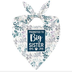 Promoted to Big Sister Dog Bandana, Pink Floral Pet Dog Scarf for Small Medium Dogs, Pet Dog's Scarves Accessories, Dogs Kerchief Triangle Bibs Scarf for Girl or Boy in Kuwait