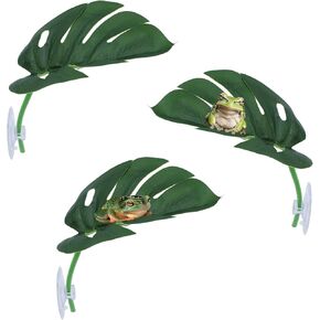 3 Pack Frog Basking Platforms - Realistic Leaf Perch with Suction Cups, Terrarium Decor & Habitat Accessories for Tree Frogs, African Dwarf Frogs & Toads in Saudi Arabia