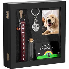 Pet Memorial Shadow Box for Dog or Cat, Wooden Pet Memorial Box with Collar Holder, Keepsake Bottle & Memorial Plaque, Pet Loss Sympathy Gift, Tabletop or Wall Display in Kuwait