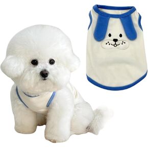 Dog Sleeveless Tank Top - Soft and Breathable with Cute Puppy Embroidery, Comfortable Summer T-Shirt for Small Dogs and Puppies in Saudi Arabia
