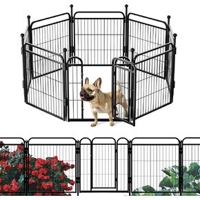 Gardner Pet Dog Playpens, 24" H 8 Panels Dog Pen Outdoor/Indoor Dog Fence Exercise Pen for Small/Medium Dogs, Foldable Pet Play Yard Gate with Gravity Automatic Lock, Pet Playpen, Black in Kuwait