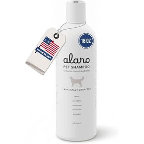 Alaro Dog Shampoo 16 oz for Double Coated Breeds - Golden Retriever, German Shepherd, Labrador - Clean Scent - Aloe & Oatmeal, Cleans, Conditions, Detangles, Moisturizes, Deodorizes - Made in USA in Kuwait
