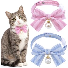 2 Pcs Cat Bow Tie Collar, Bowtie Cat Collar, Adjustable Pet Neck Accessory, Safe & Comfortable for Cats, Daily Wear and Pet Photography in Kuwait