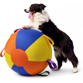 Interactive Dog Herding Ball with Grab Tabs, Durable Inflatable Soccer Toy with Pump for Outdoor Play - Small 17-3/4“(45cm) in Saudi Arabia