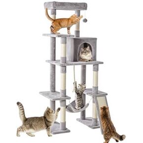 Large 63in Pink Cat Tree Tower - Multi-Level Cat Tower for 2 Cats, Includes Enclosed Cat Houses & Condos and Cat Playhouse for Indoor Climbing & Scratching in Saudi Arabia