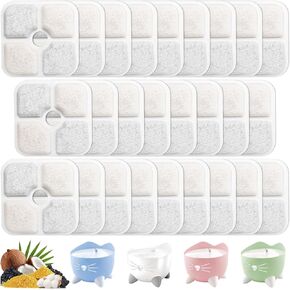 26 Pack Cat Water Fountain Filter，Cat Fountain Filter Replacement for Catit Pixi Drinking Fountain, Replacement Triple Action Water Filter, White in Saudi Arabia