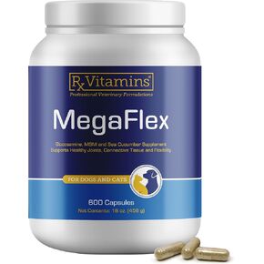 Rx Vitamins MegaFlex Cat and Dog Joint Supplement - Glucosamine Sulfate with MSM, Vitamin C, & Sea Cucumber - Supports Joint Flexibility and Mobility - for All Breeds and Sizes - 600 Capsules in Kuwait