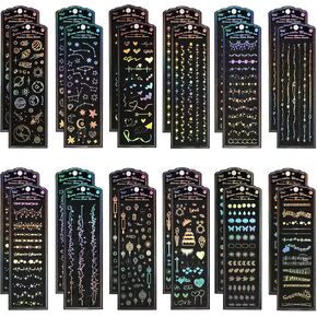 24 Sheets Holographic Kpop Deco Stickers Korean Stickers for Photocards Self Adhesive Clear Glitter Stickers Star Moon Butterfly Bubbles Decals for Album Scrapbook Journal Planner for DIY Decoration in Kuwait