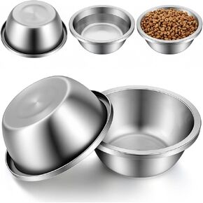 5-Pack Stainless Steel Pet Bowls, Large Dog Water Bowl Set, 8" Diameter Metal Dog Food Bowls, 7 Cup Capacity, Dishwasher Safe for Medium Large Pets in Kuwait