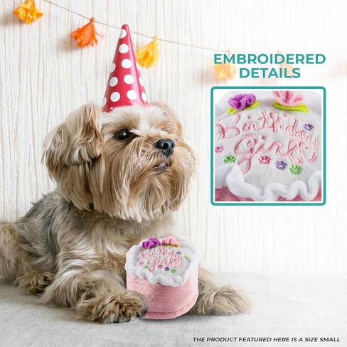 Haute Diggity Dog Birthday Girl Cake, Plush Designer Dog Toys with Interactive Squeaker, Stimulating Pet Enrichment, Machine-Washable & Safe Materials for All Breeds, Size Large in Saudi Arabia