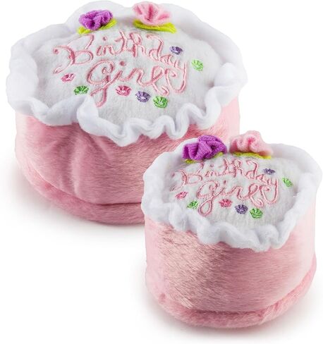 Haute Diggity Dog Birthday Girl Cake, Plush Designer Dog Toys with Interactive Squeaker, Stimulating Pet Enrichment, Machine-Washable & Safe Materials for All Breeds, Size Large in Saudi Arabia