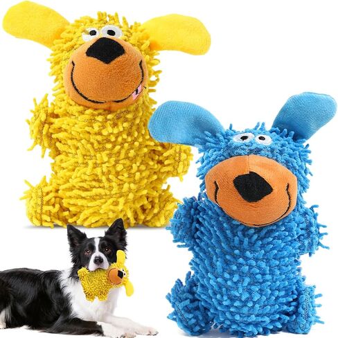 لعبة Memorjew Squeaky Mop للكلاب، لعبة مضغ قطيفة تفاعلية مع صوت مضحك، لعبة تسنين مولاري متينة للجراء الكلاب الصغيرة والمتوسطة، ذاتية الترفيه والقضاء على الملل (أخضر) in Kuwait