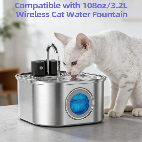 Cat Water Fountain Filter Replacement, 6 Filters & 6 Pre-Filter Sponges for 3.2L/108oz Wireless Pet Fountain, Multi-Stage Filtration for Fresh Clean Water in Kuwait