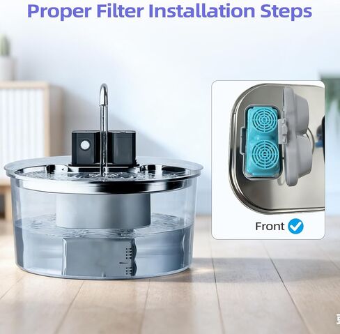 Cat Water Fountain Filter Replacement, 6 Filters & 6 Pre-Filter Sponges for 3.2L/108oz Wireless Pet Fountain, Multi-Stage Filtration for Fresh Clean Water in Kuwait