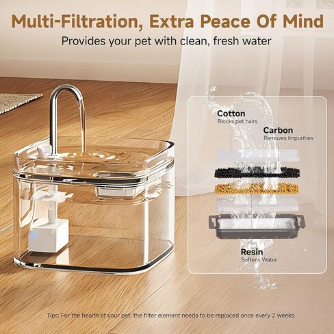 PETTEN Glass Cat Water Fountain, Ultra Quiet Automatic Pet Water Fountain for Cats, Easy Clean & Hygienic, No Plastic, Filtered Circulating Drinking Fountain for Indoor Cats (78oz/2.5L) in Saudi Arabia