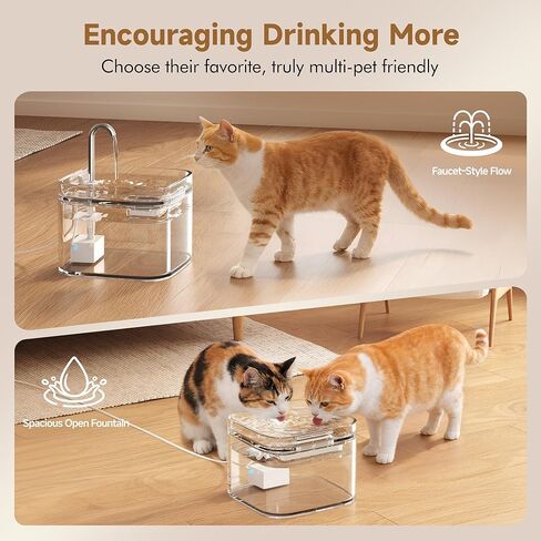 PETTEN Glass Cat Water Fountain, Ultra Quiet Automatic Pet Water Fountain for Cats, Easy Clean & Hygienic, No Plastic, Filtered Circulating Drinking Fountain for Indoor Cats (78oz/2.5L) in Saudi Arabia